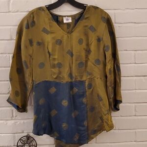 Global village silk boho top
